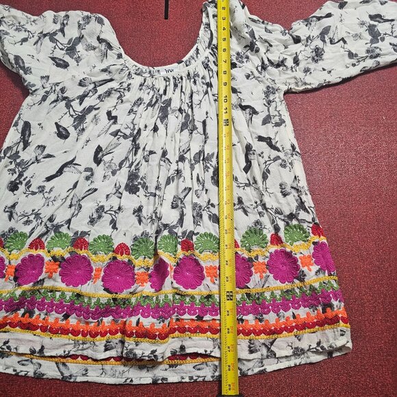 Ivy Jane Floral Print Tunic Top Sz S Viscose Floral Crochet Boho Hippie Peasant - Picture 8 of 12